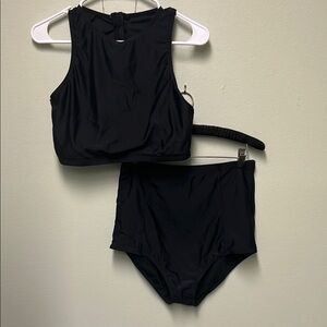 Coral Reef Black High-Waisted Bikini Set~Large